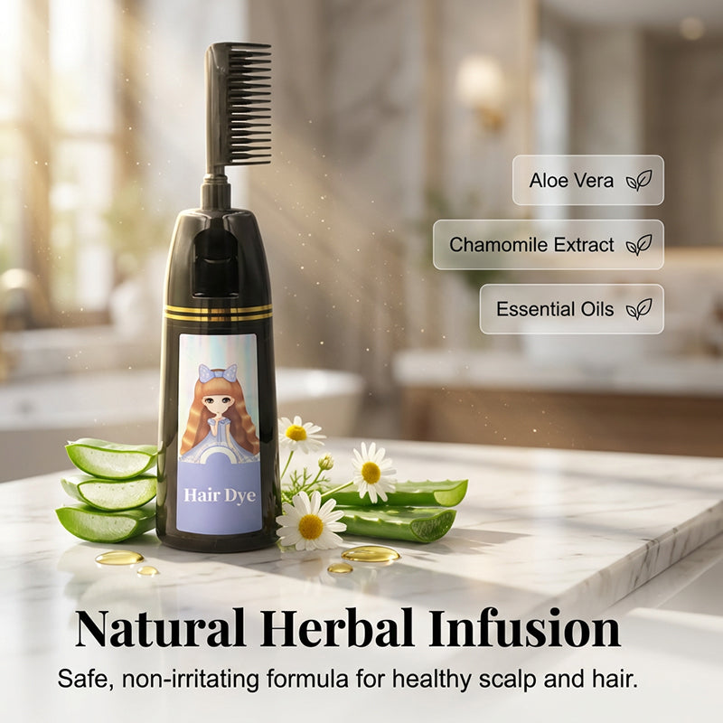 Plant-Based Hair Dye with Built-In Comb