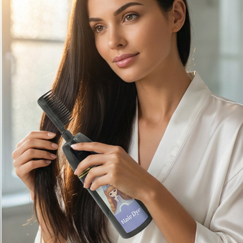 Plant-Based Hair Dye with Built-In Comb
