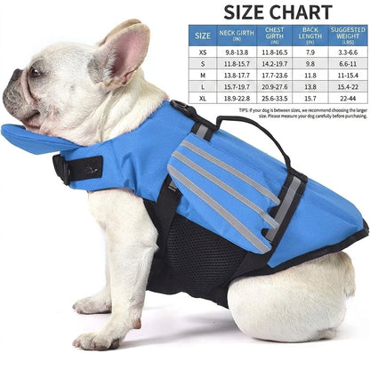 Canine float vest - size guide