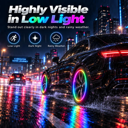 🔥Smart RGB Wheel Lights 🚗 | Waterproof Luminous Valve Caps for🚗Cars / 🏍️Motorcycles / 🚲Bicycles| Vibration-Sensitive LED Starlight 🌟