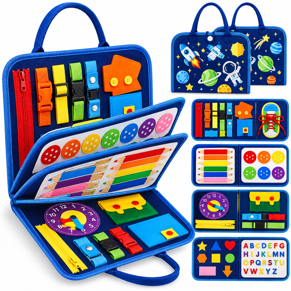 🧠 Montessori Busy Board for Toddlers – Interactive Sensory Learning Toy 🎒 Screen-Free Educational Activity Book