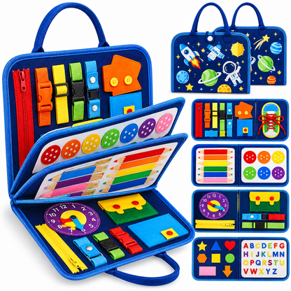 🧠 Montessori Busy Board for Toddlers – Interactive Sensory Learning Toy 🎒 Screen-Free Educational Activity Book