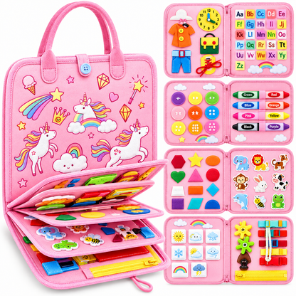 🧠 Montessori Busy Board for Toddlers – Interactive Sensory Learning Toy 🎒 Screen-Free Educational Activity Book