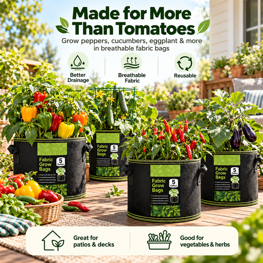 🌱🍅 Heavy-Duty Fabric Grow Bags with Handles – 5 & 10 Gallon Breathable Planters for Vegetables, Flowers & Garden Plants 🍅